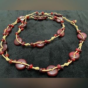 Red Beaded Knot Necklace